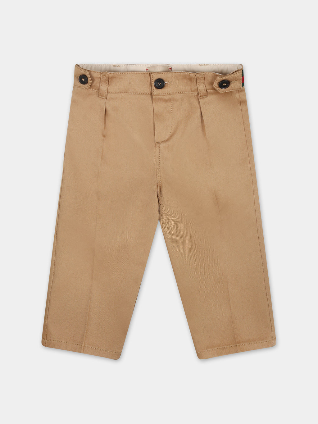 Pantaloni beige per neonato con dettaglio Web